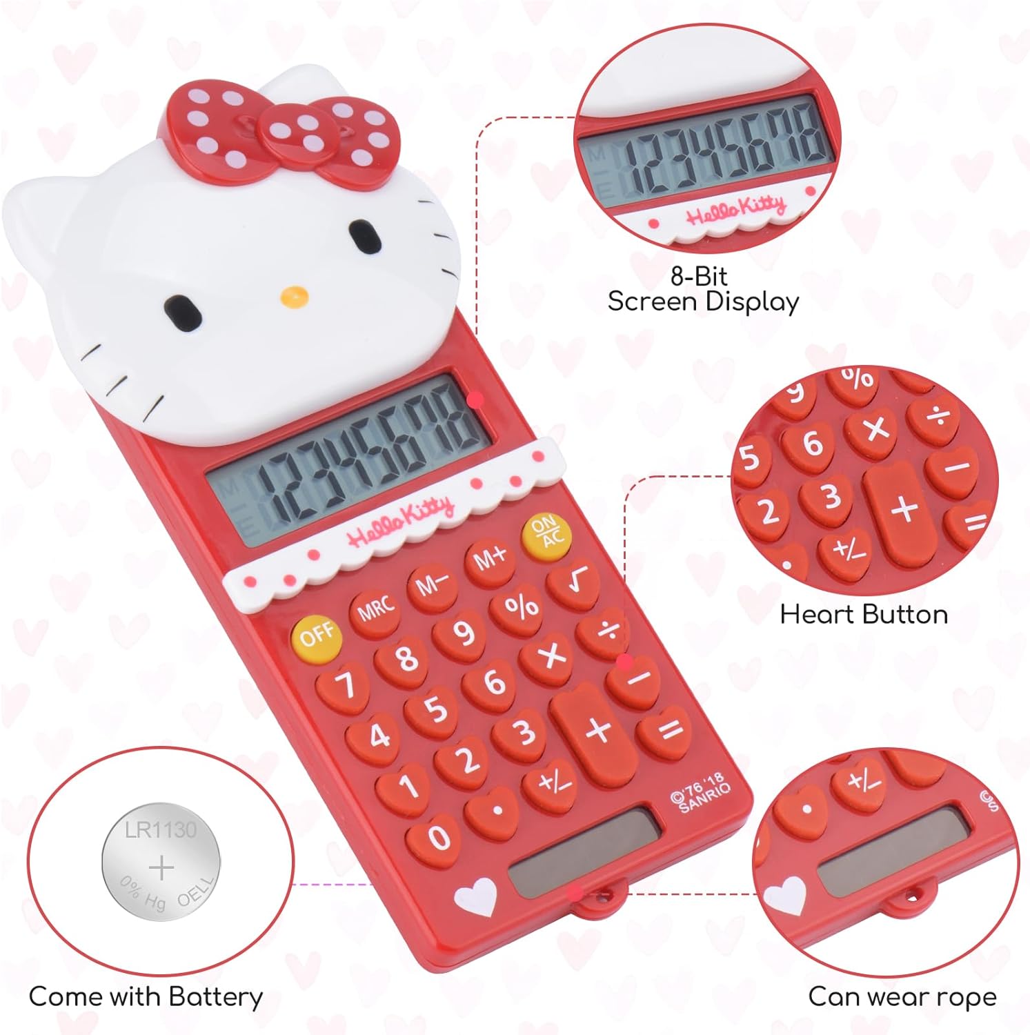 Cute Cat Kitty Kids Calculator 8 Digit with LCD Display