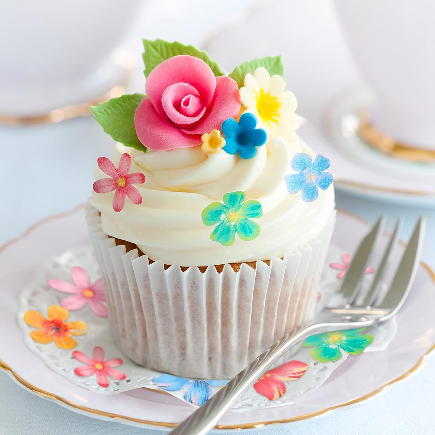 314Pcs Flowers Cupcake Toppers Wedding Cake