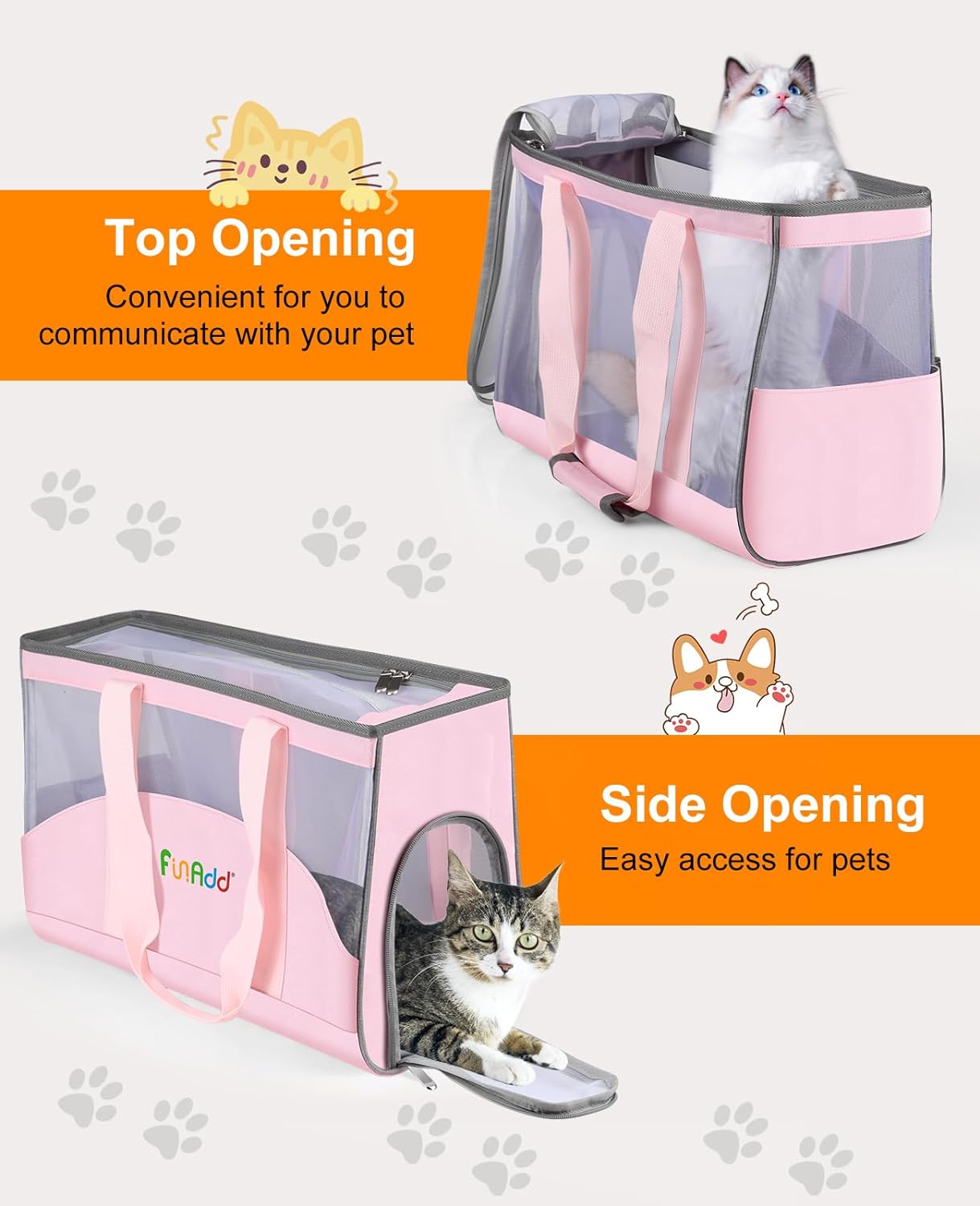 FunAdd Pet Pet Carrier,Airline Approved,for Small Dogs and Cats