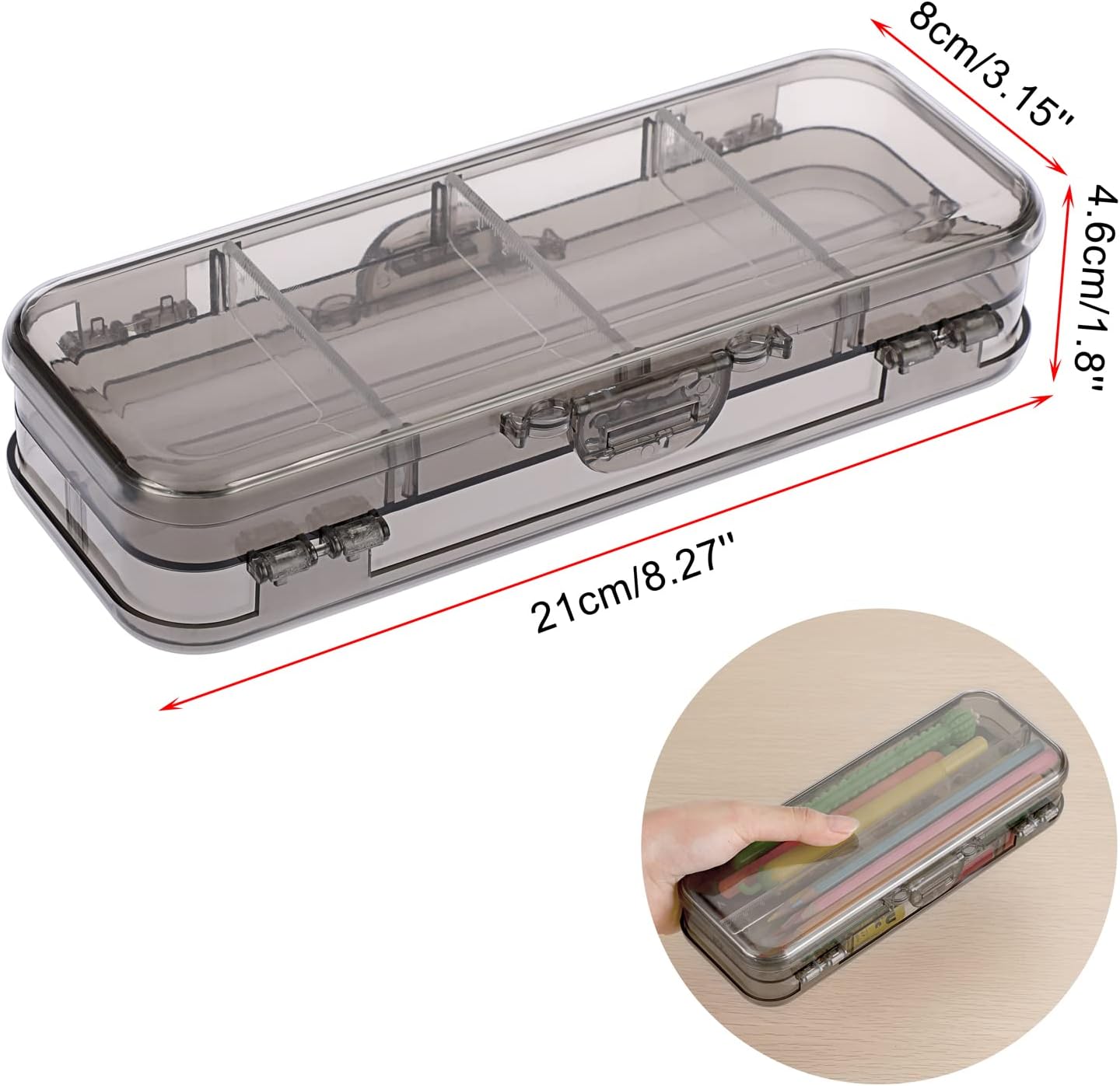 Double Deck Pencil Case Clear Plastic Stationery Box