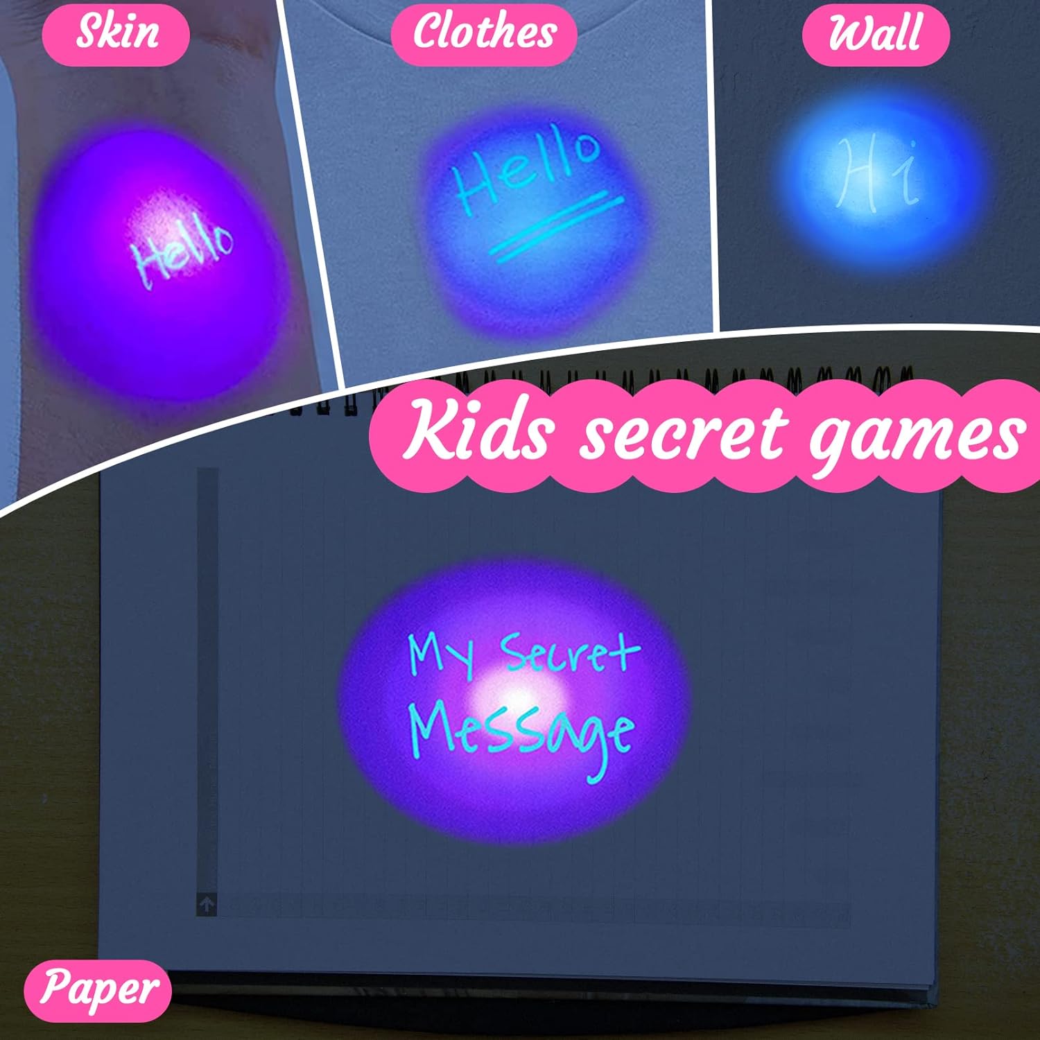 12PCS Invisible Ink Pen,Spy Pen with UV Light for Kids