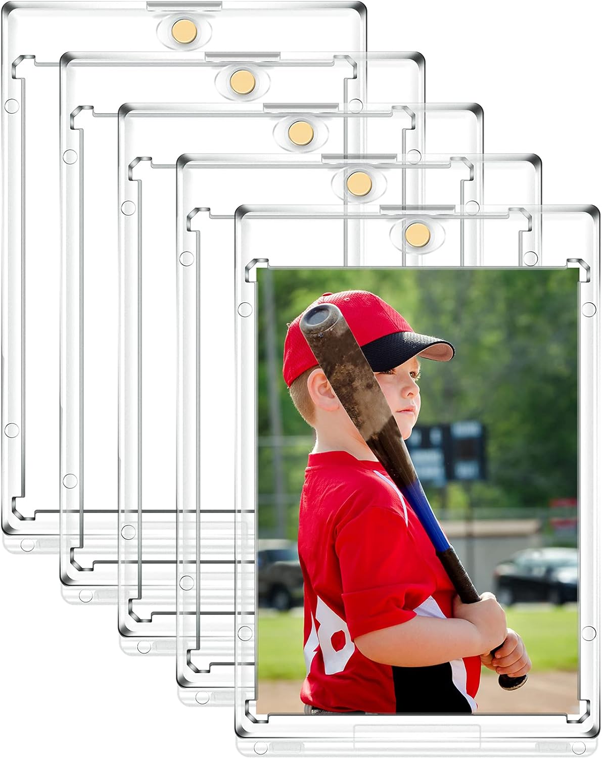 5Pcs Acrylic Magnetic Card Holder 35PT Protectors for Baseball Football Sports Card