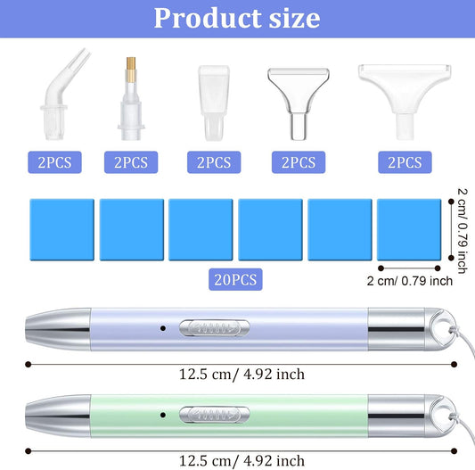 2Pcs LED Diamond Painting Drill Pen USB Rechargeable