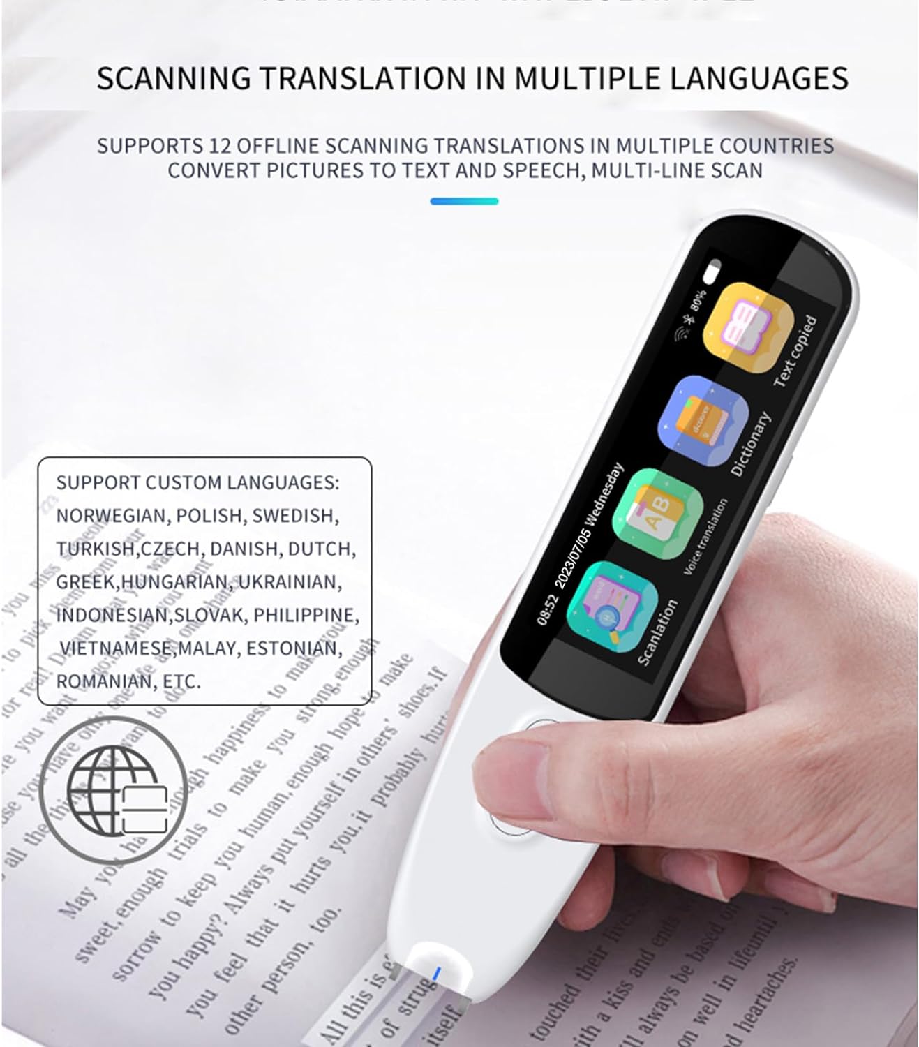 125 Language Digital Translation Scanning Pen Smart Scanner Translator Device