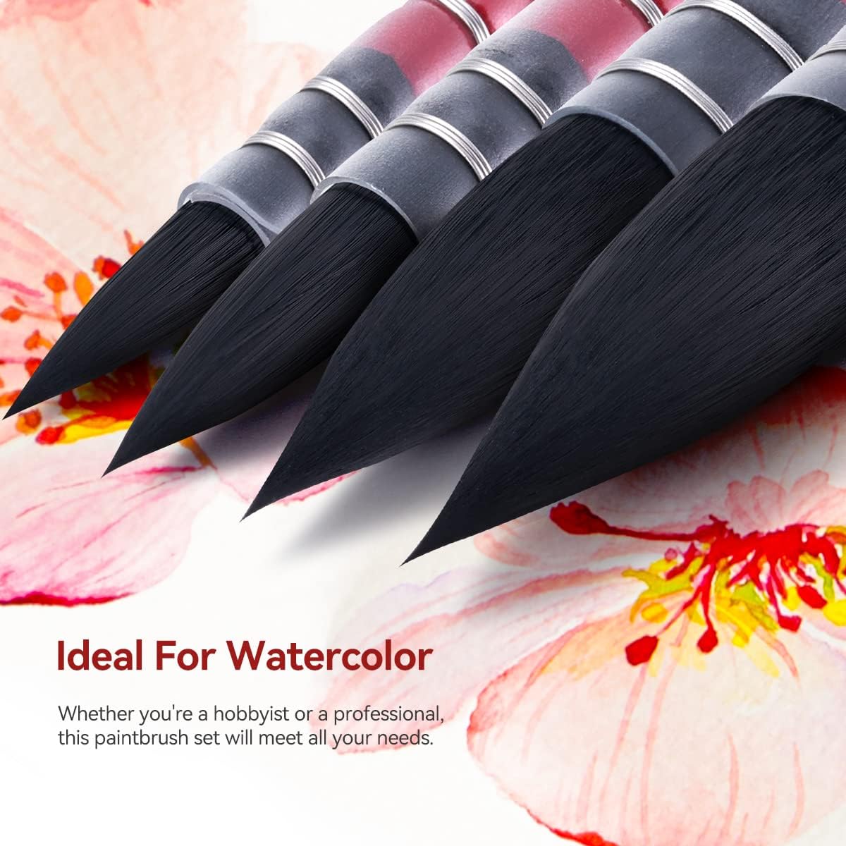 4PCS Watercolor Synthetic Squirrel Hair Paint Brushes Kit