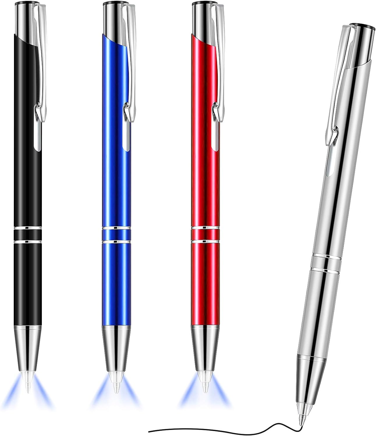 4 Pack Ballpoint Pens with LED Light for Writing in the Dark