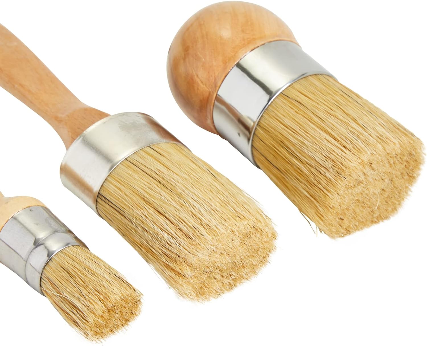 6 Pieces Chalk Wax Paint Brushes Set Boar Bristle