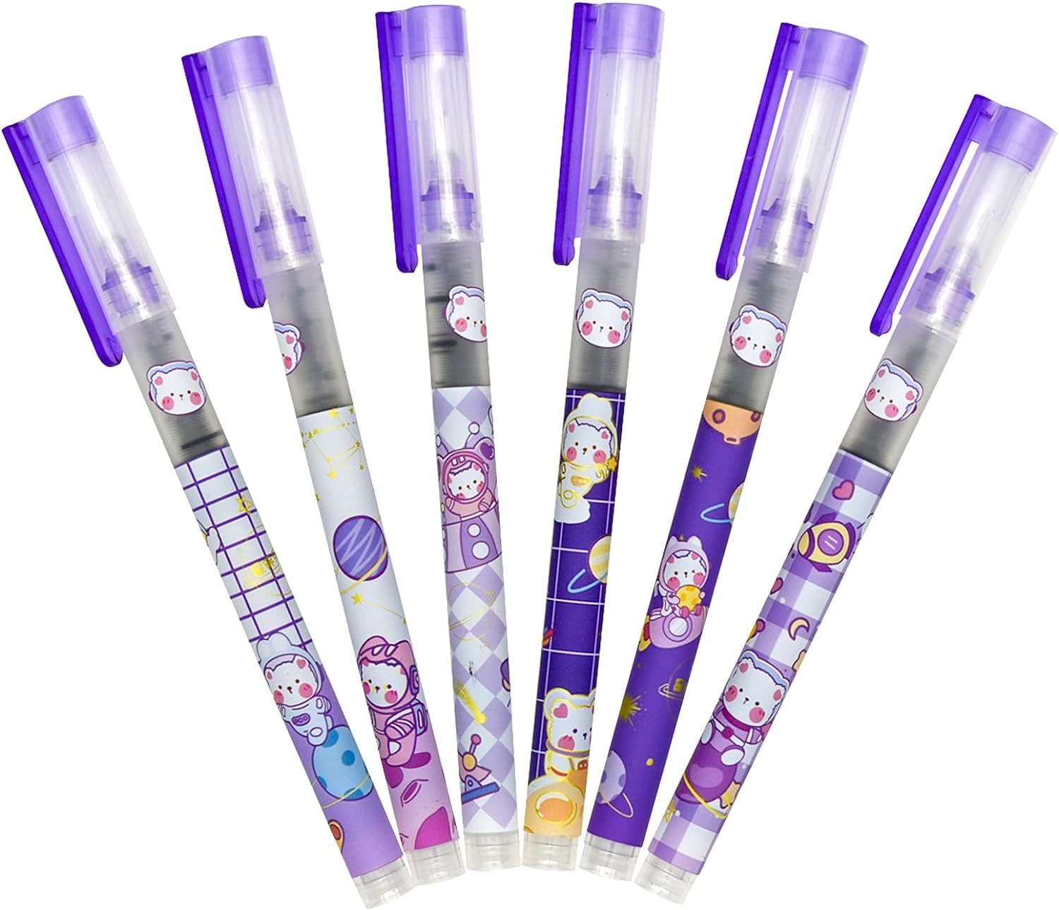 12PCS Astronaut Bear Spaceman Liquid Quick Dry Ink Rollerball Pens