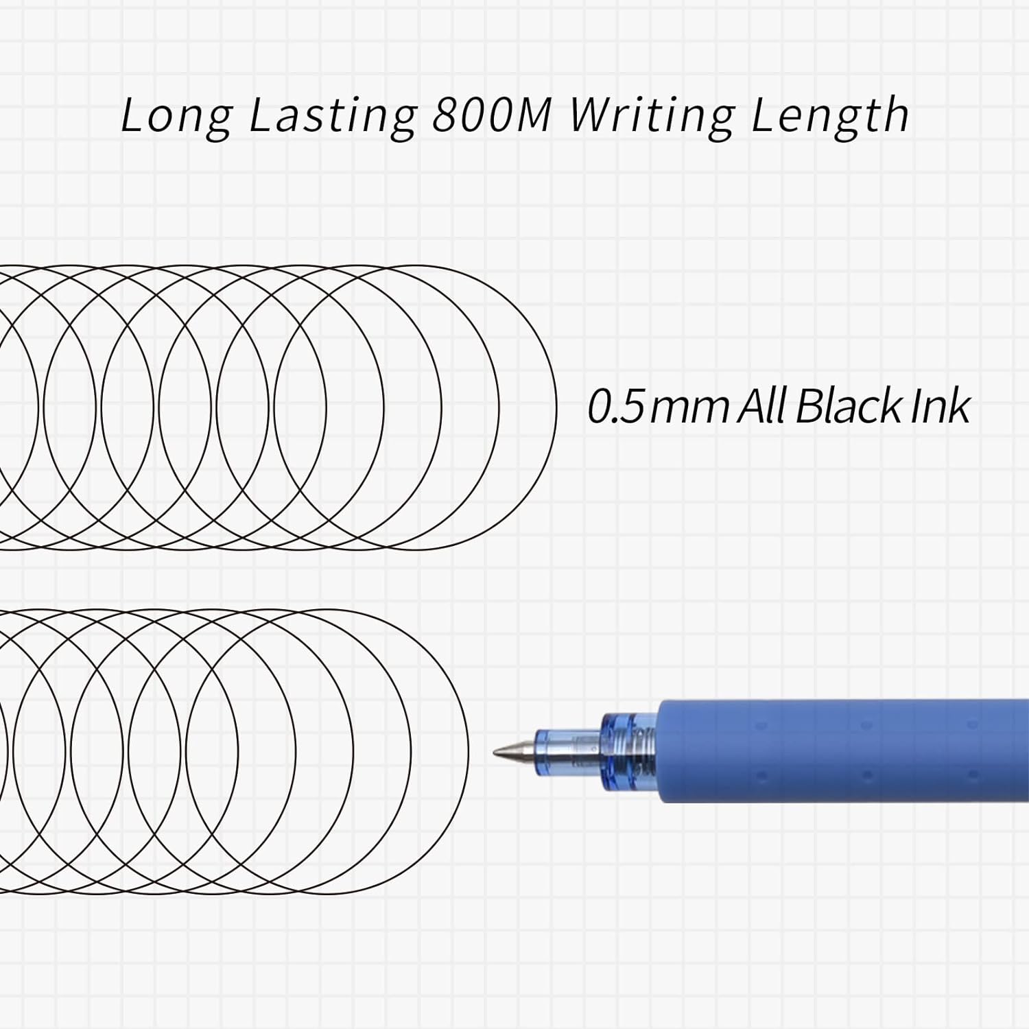 Kaco Retractable Gel Ink Pens 0.5mm Fine Point,6 Pack