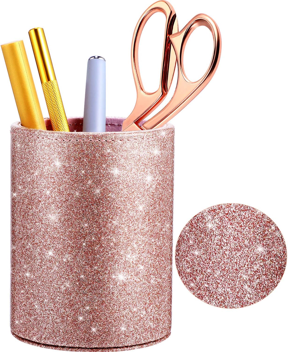 PU Glitter Pen Holder Shiny for Women Girls,Luxury Makeup Brush Holder