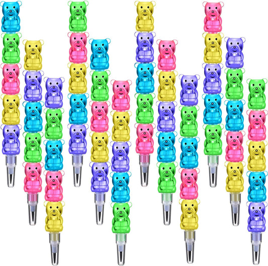 40Pcs 5in1 Stackable Pencils Plastic Colored Bear