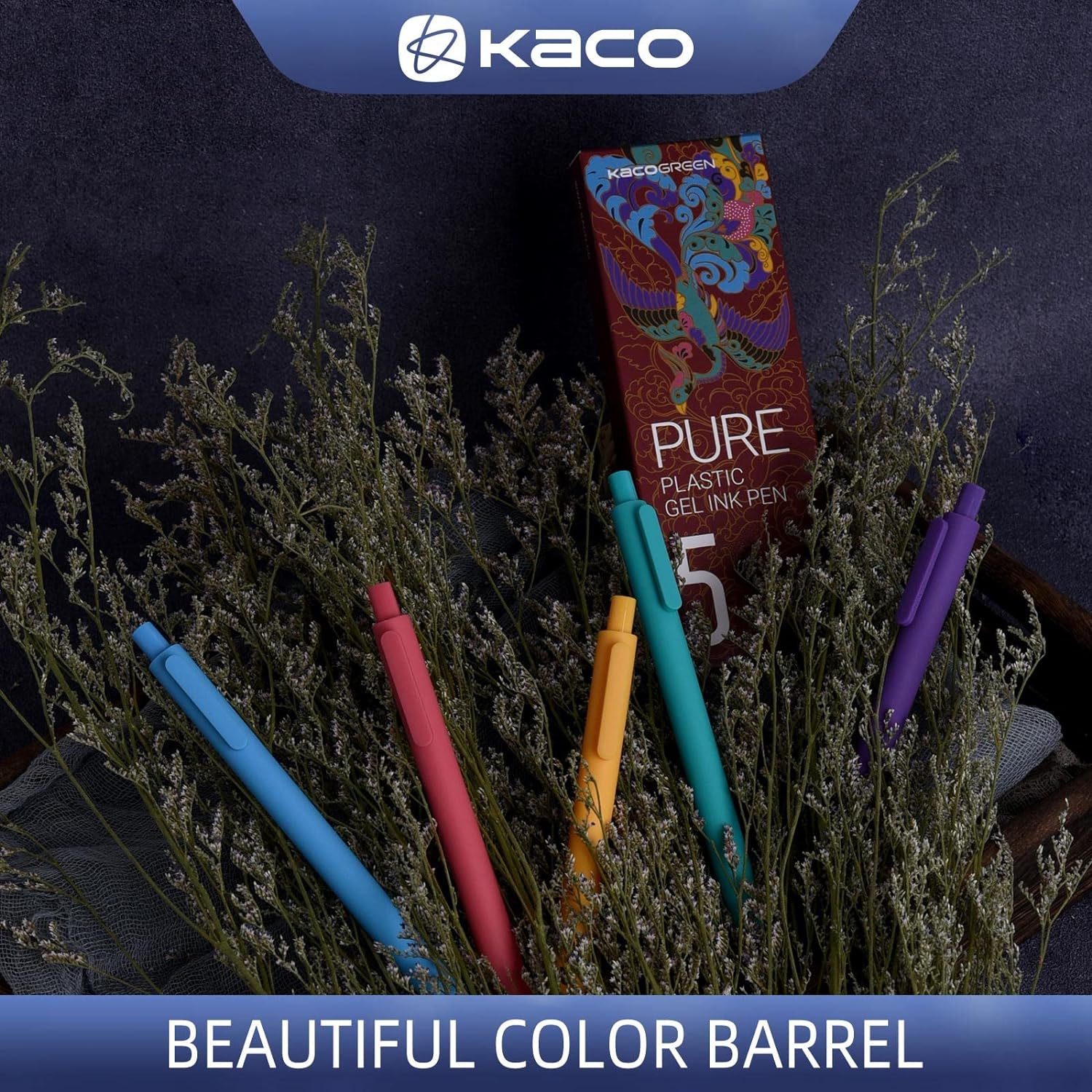 Kaco 20 Color Ink Retractable Gel Pens 0.5mm Fine Point