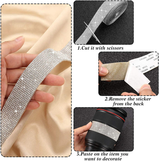 Self Adhesive Rhinestone Strips Crystal Ribbon Sticker Wrap for DIY Car Phone