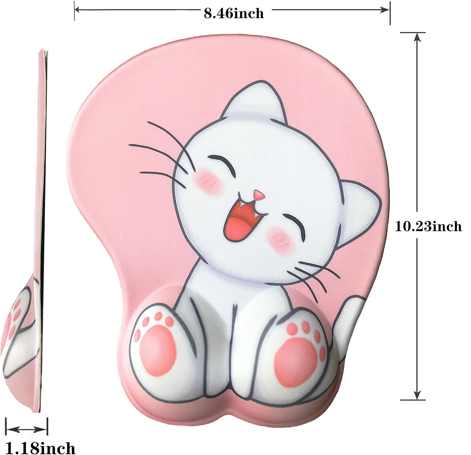 Cute Cat Mouse Pad with Grgonomic Wrist Rest Support