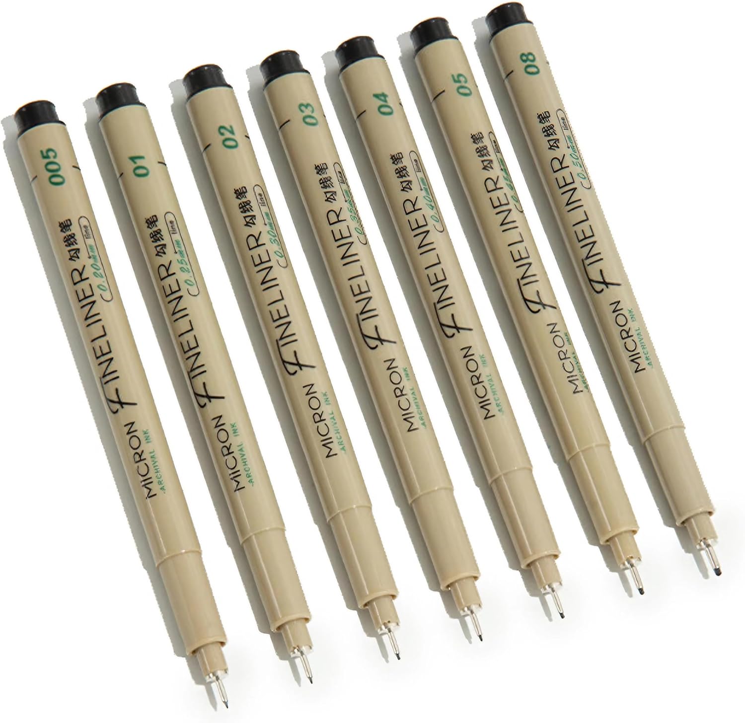 M&G 7Pcs Black Archival Ink Micron Fineliner Pens