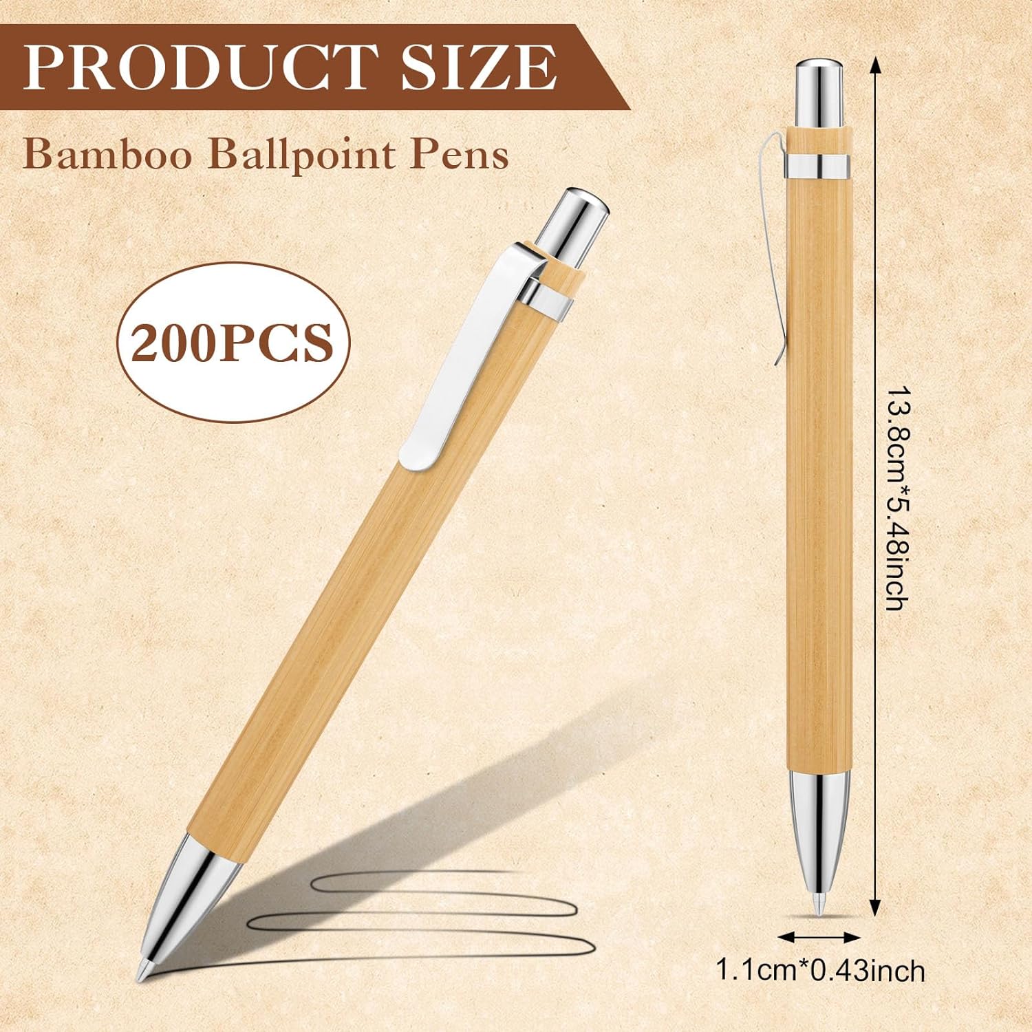 150Pcs Bamboo Ballpoint Pens Wooden Retractable Ballpoint Pen Bamboo Black Ink 1mm Pen Wood Sustainable Pens for Men Women Employee Writing Signature Journaling Home Office School