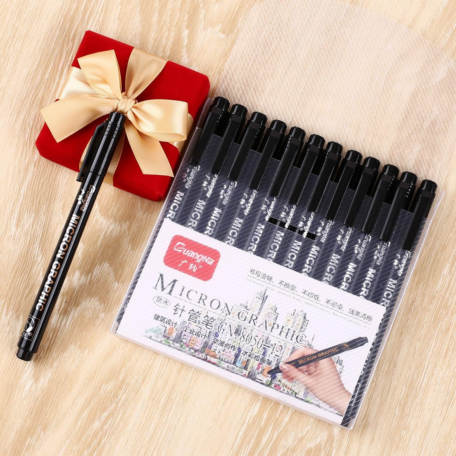 Guangna Black Micro-Pen Fineliner Ink Pens Drawing Pens 12 Pack