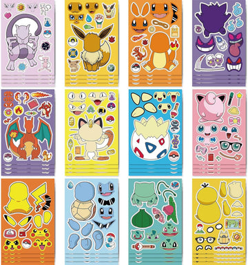 12 Sheets Pokemon Anime Stickers Kids DIY