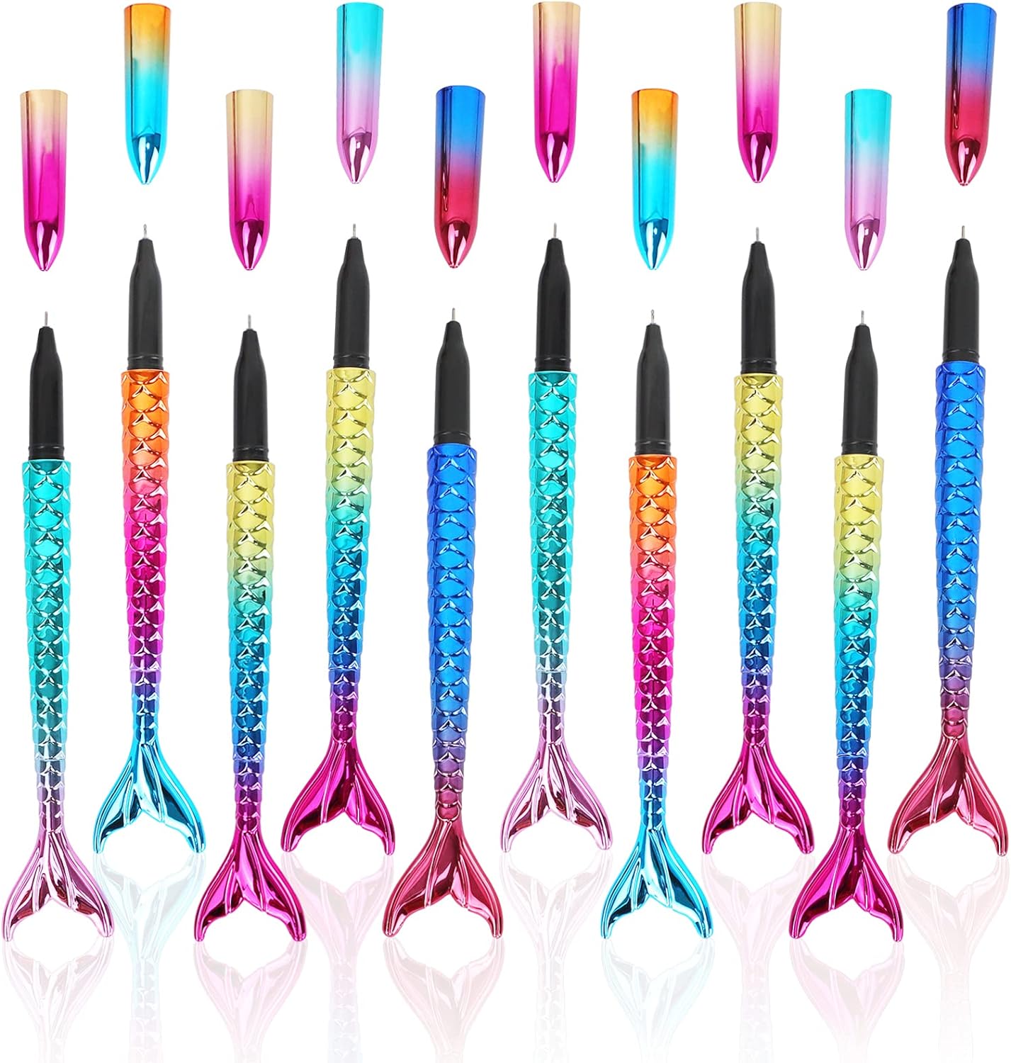 10PCS Mermaid Shaped Cute Fish Ballpoint Pens