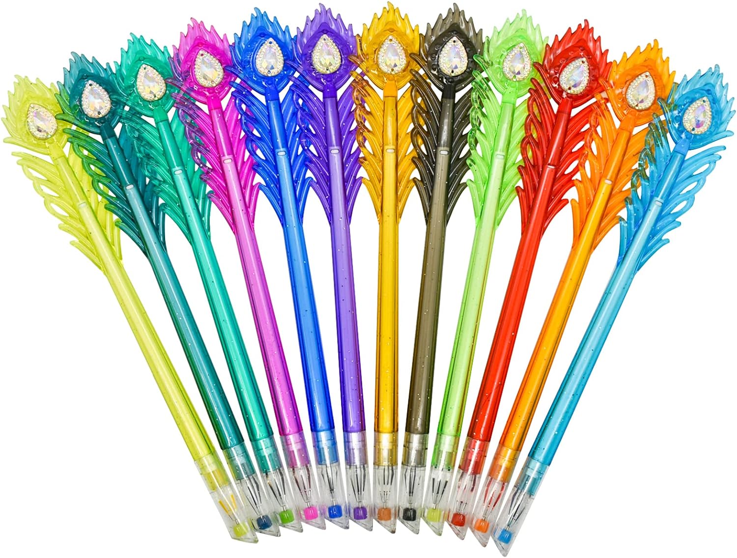 12 Colors Peacock Feather Gel Pens