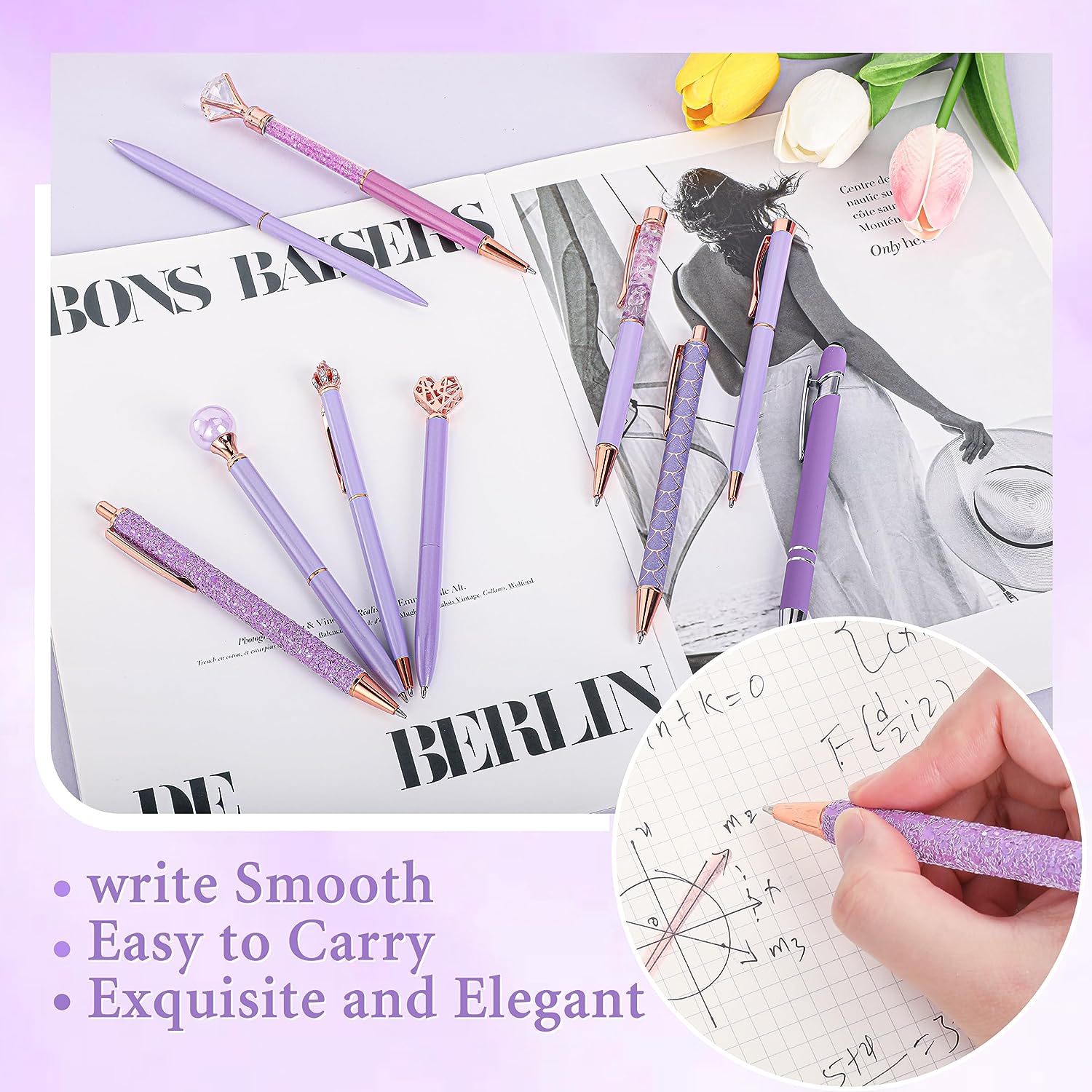 10Pcs Ballpoint Pens Set Party Favors for Kids Purple Pink Pens Gifts