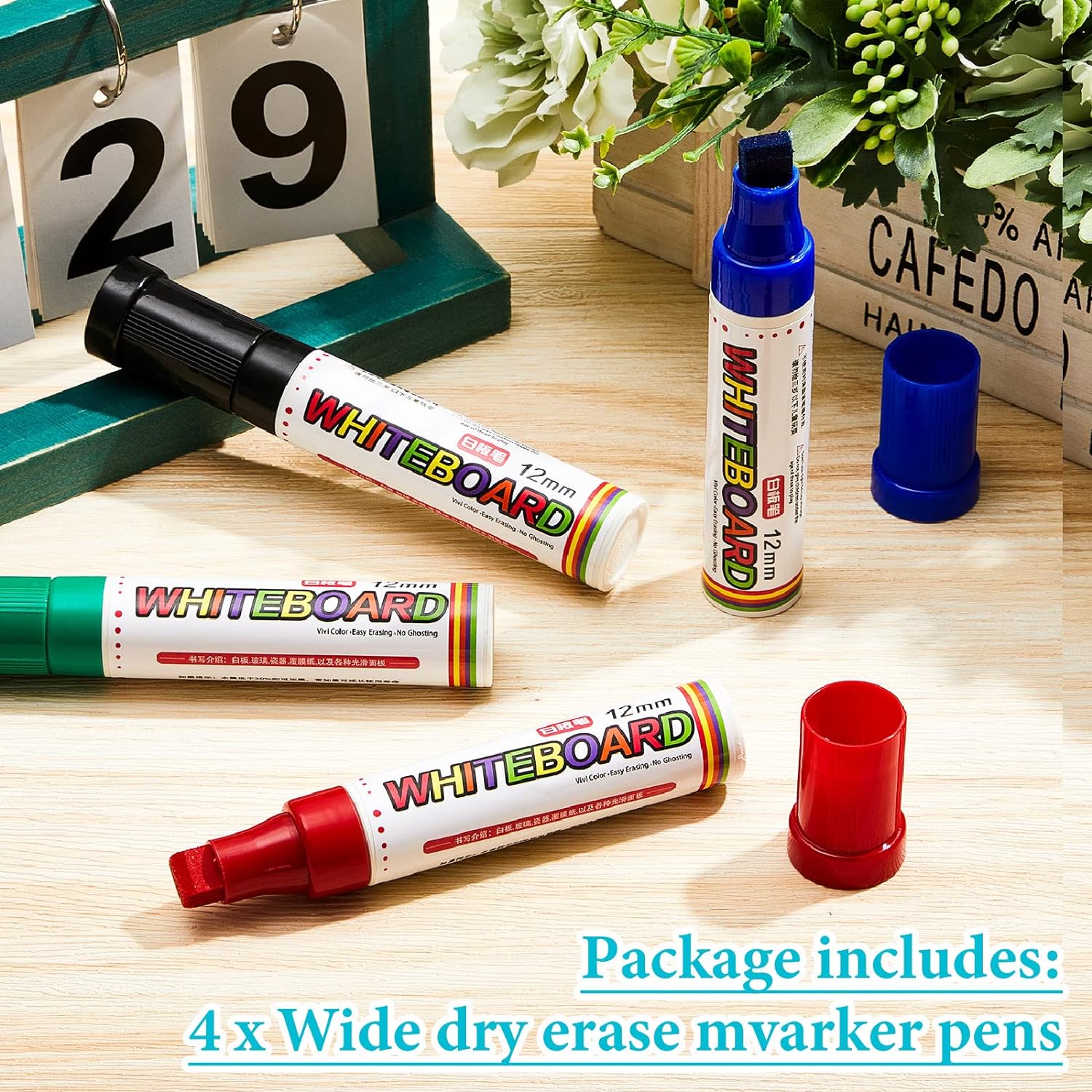 4 Pack Extra Thick Dry Erase Markers WhiteBoard Markers 12mm Big Nib