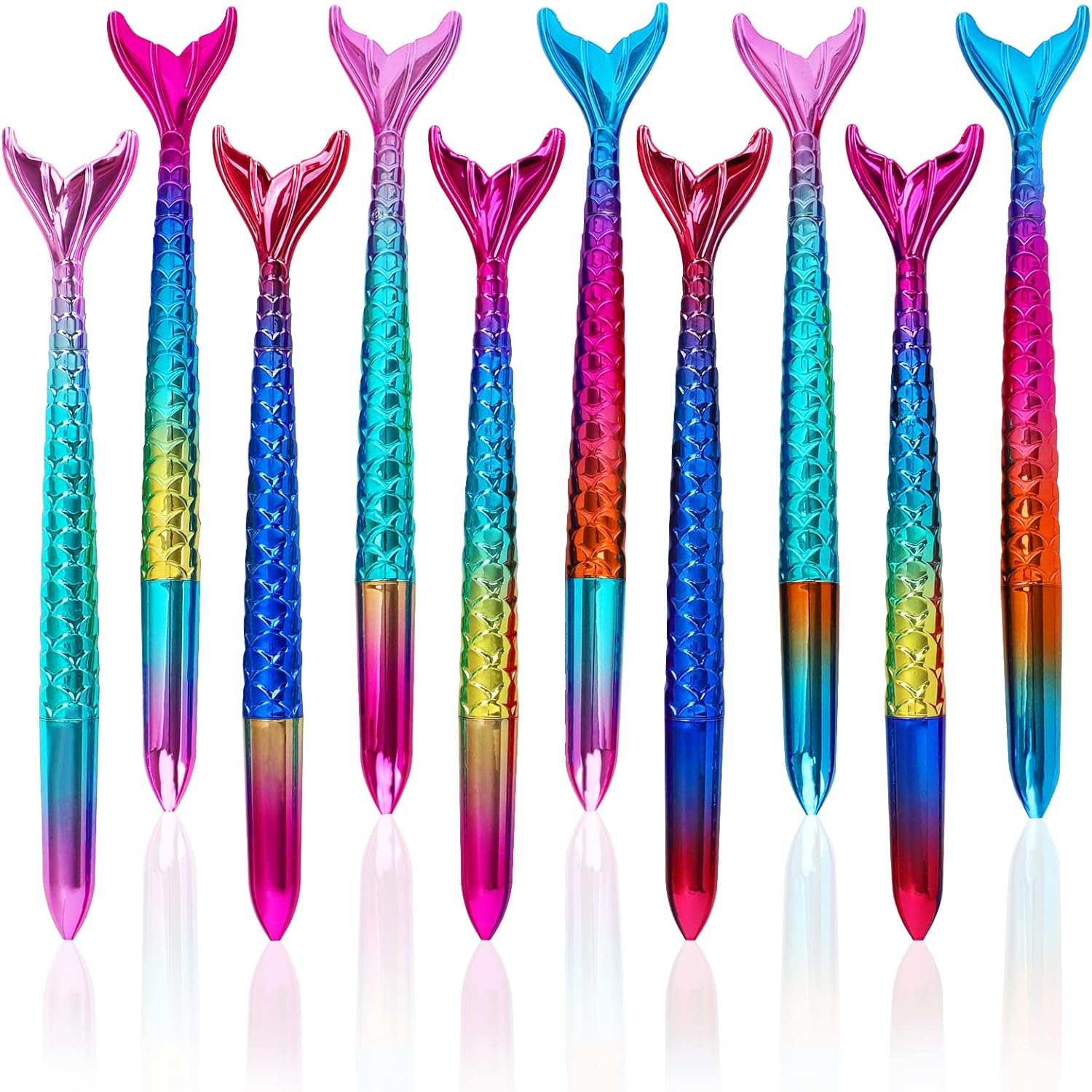 10PCS Mermaid Shaped Cute Fish Ballpoint Pens