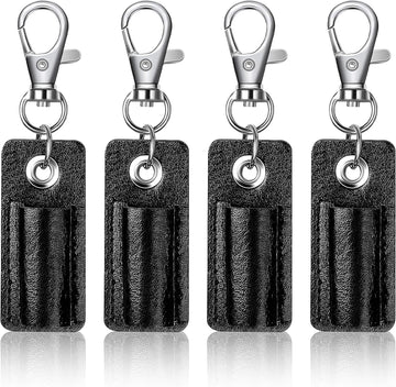 4PCS Portable Leather Pen Holder for Badge Holder Neck Lanyard (Black)