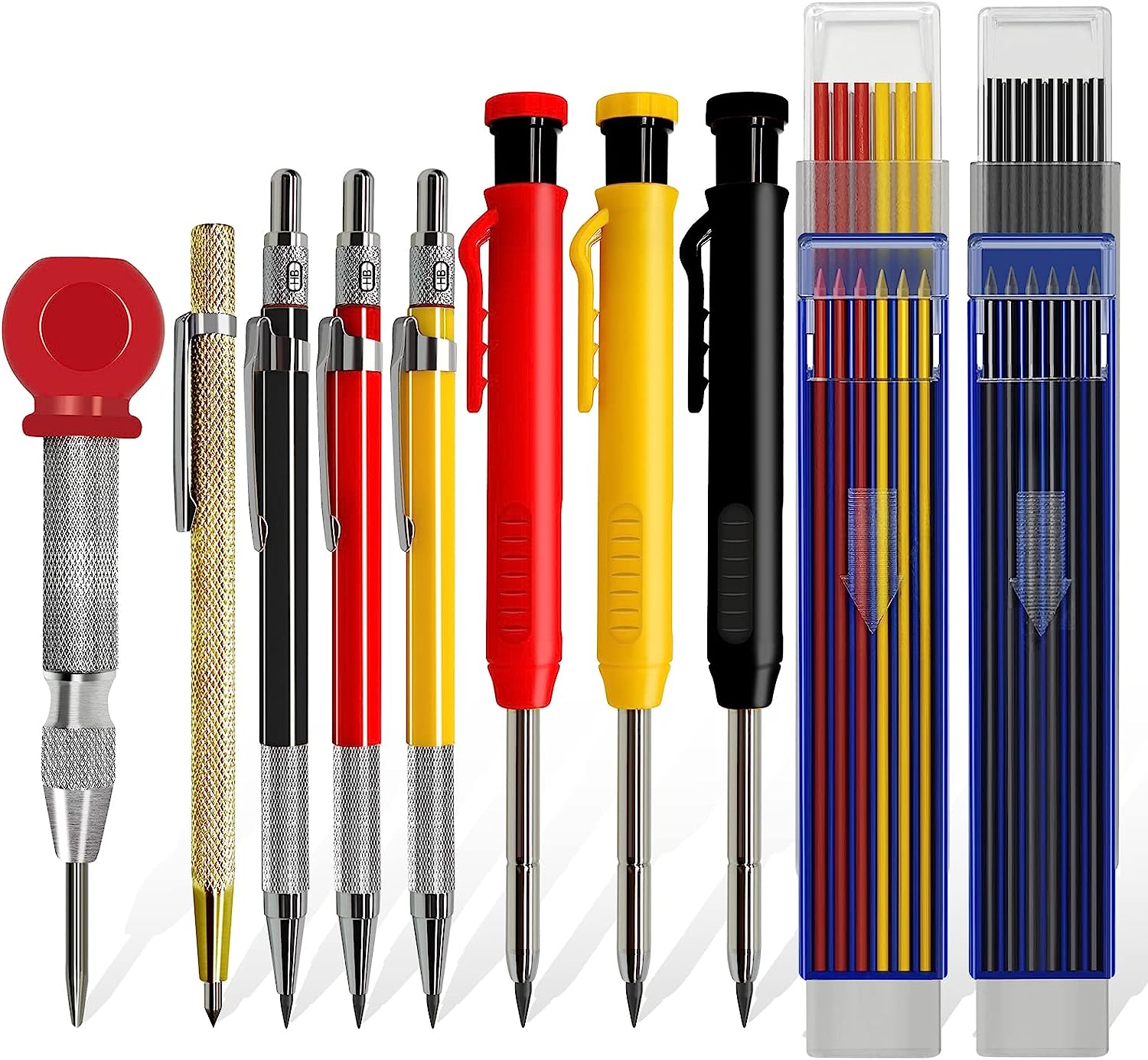 Mechanical Carpenter Pencils Set with 30 Marker Refills for Architect Construction