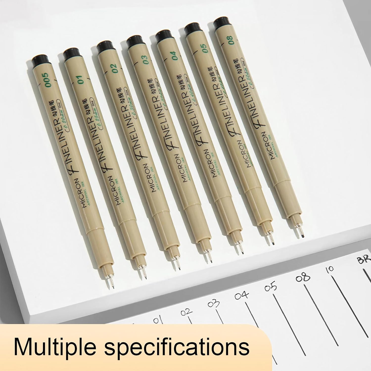 M&G 7Pcs Black Archival Ink Micron Fineliner Pens