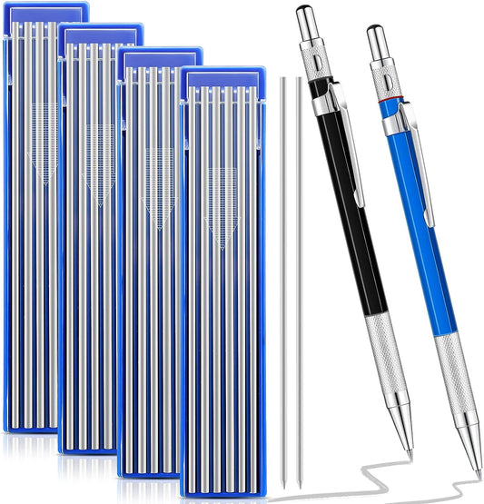 2Pcs Welders Mechanical Pencils with 48PCS Round Refills