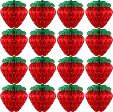 6 Inch Tissue Paper Strawberry Ball Decoration Red