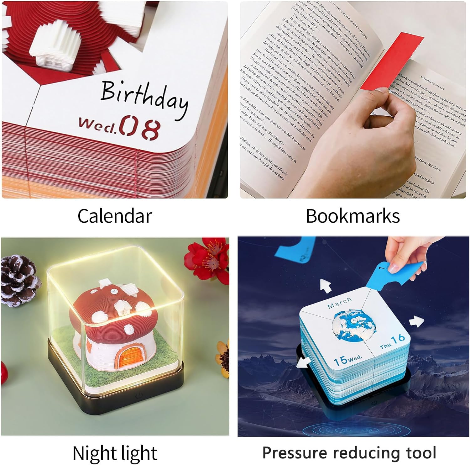 2024 Time Piece Mushroom Calendar Memo Pad with LED Lights