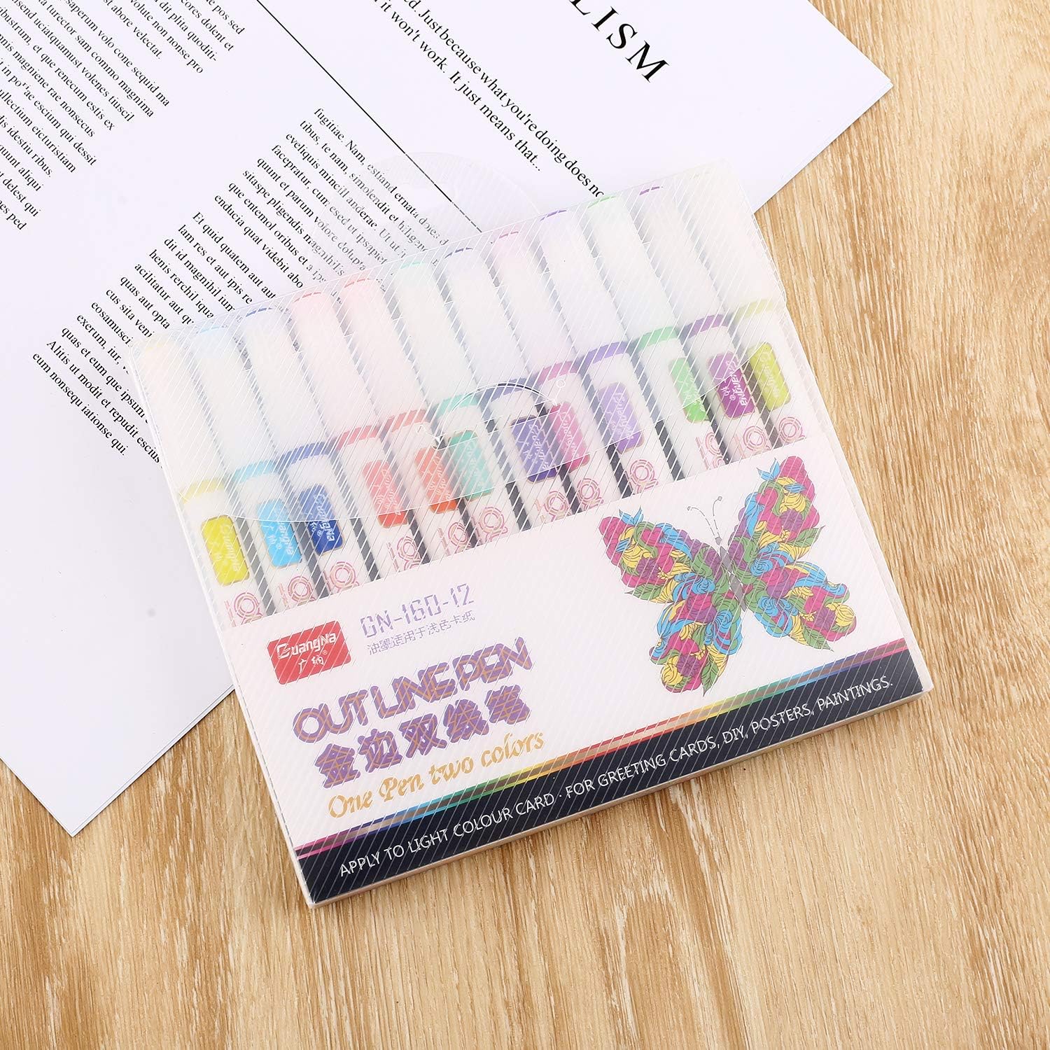 Guangna Outline Drawing Pens,12 Colors Metallic Markers Pens