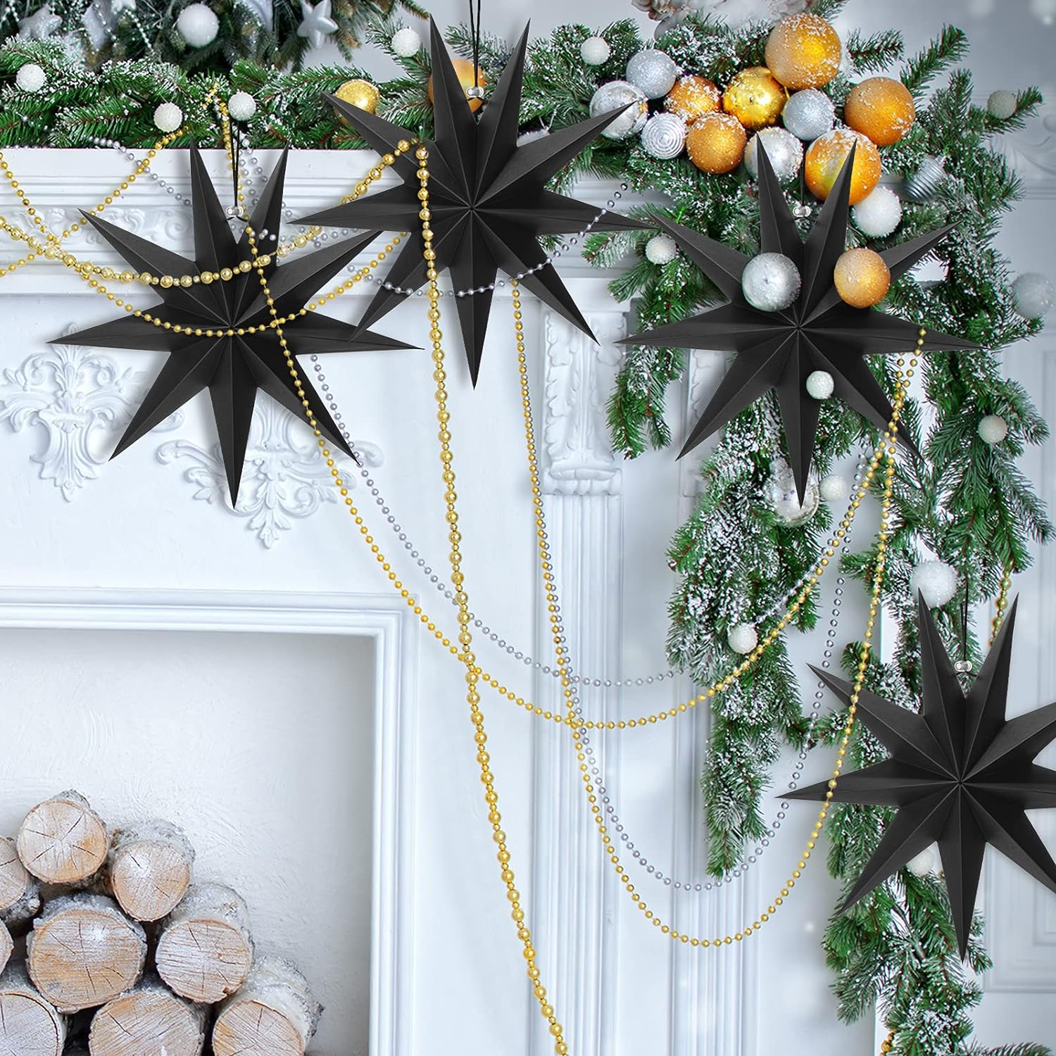 3Pcs Paper Star Lanterns 12 Inch Hanging Decor