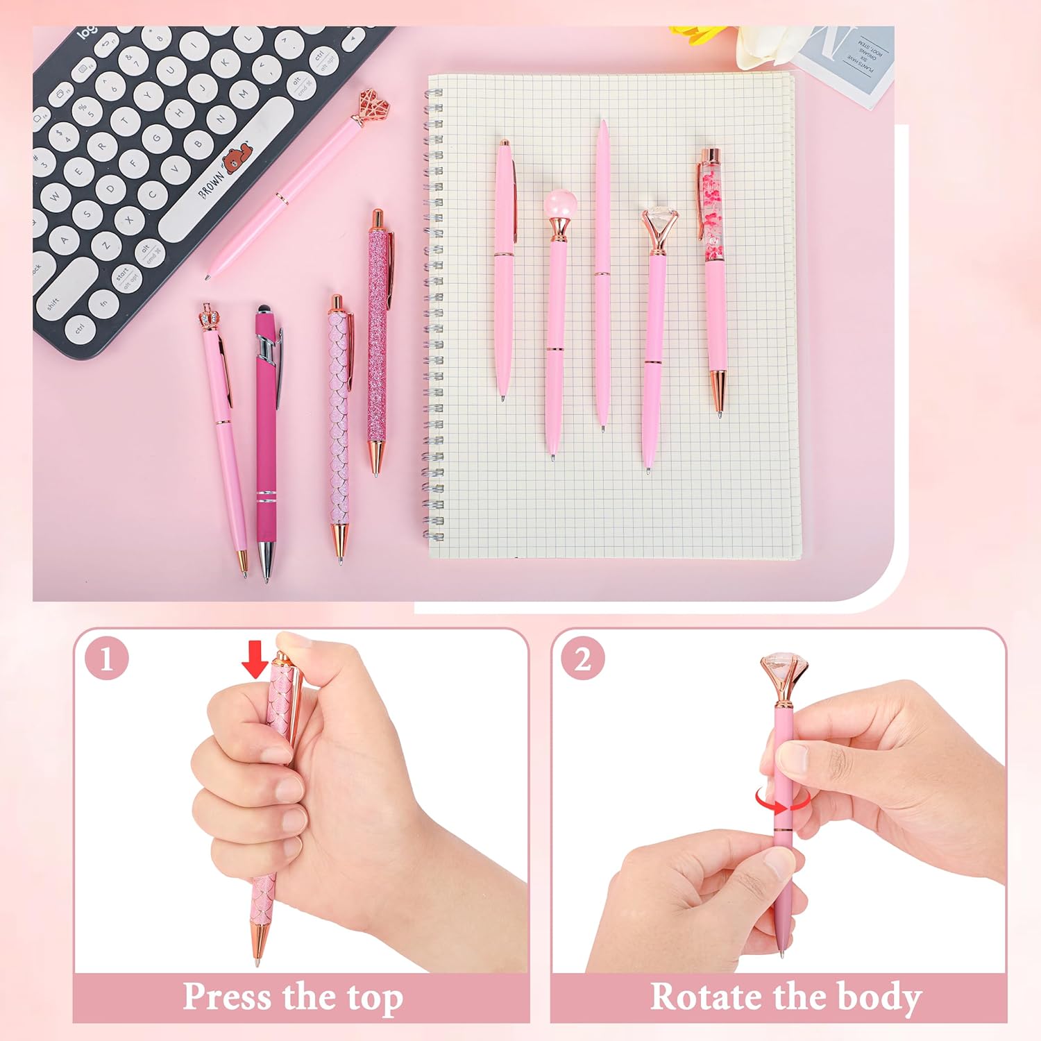 10Pcs Ballpoint Pens Set Party Favors for Kids Purple Pink Pens Gifts