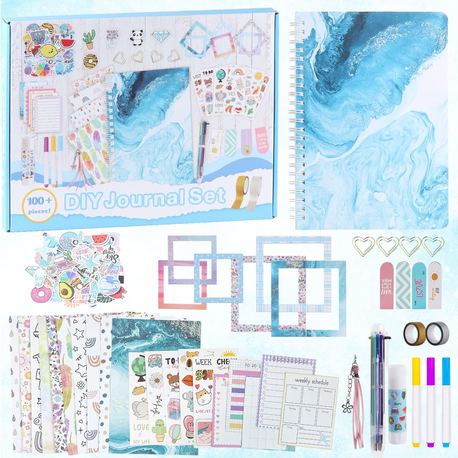 DIY Journal Set for Girls Ages 8-13 and Up - Blue Wave