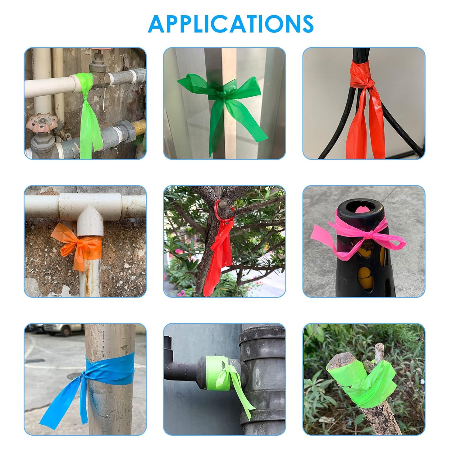 6 Pack Flagging Tape,Neon Marking Survey for Boundaries Hazardous Area