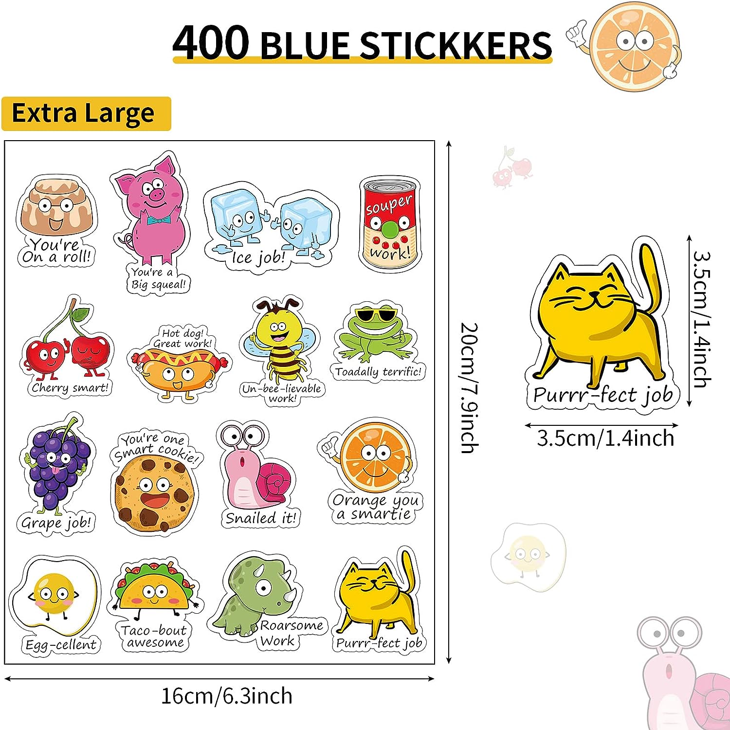 400 Pieces Punny Rewards Stickers for Kids Teacher School Classroom