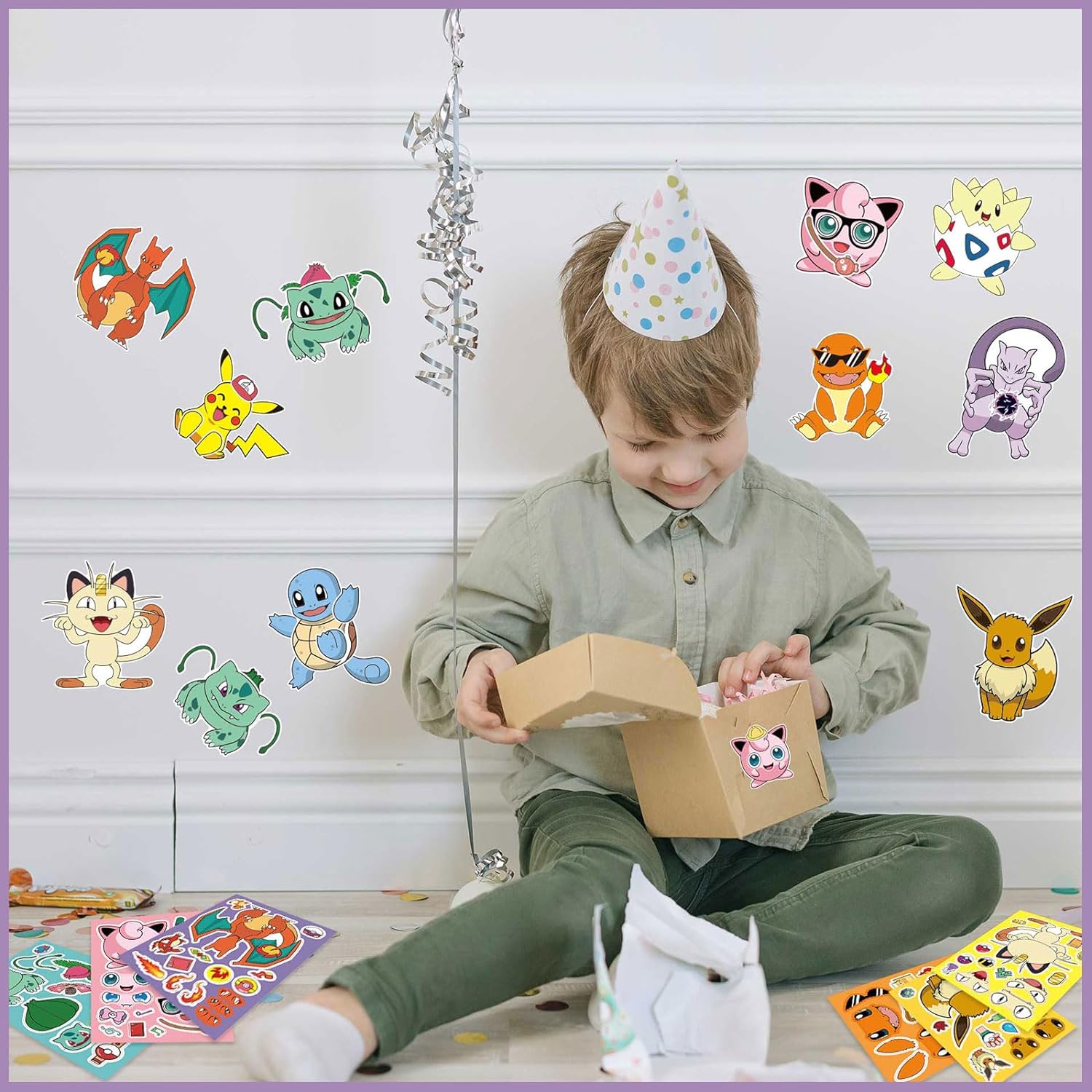 12 Sheets Pokemon Anime Stickers Kids DIY