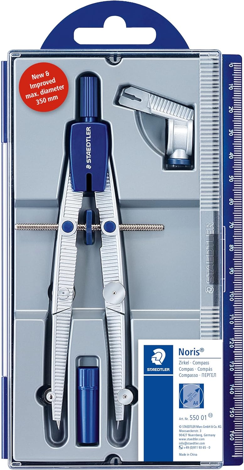 Staedtler Noris Club 550 01 School Compass with Center Wheel Adapter