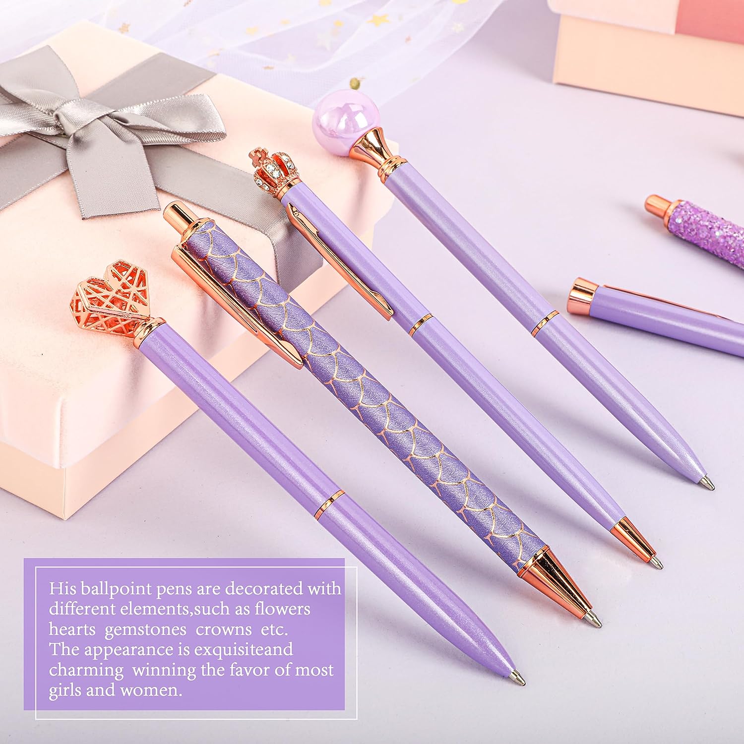 10Pcs Ballpoint Pens Set Party Favors for Kids Purple Pink Pens Gifts