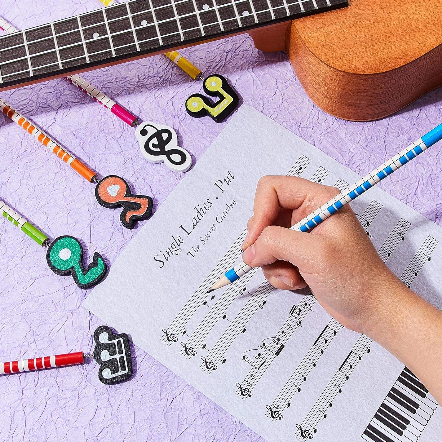 12 Pieces Music Notes Pencils Kids Wooden Pencils