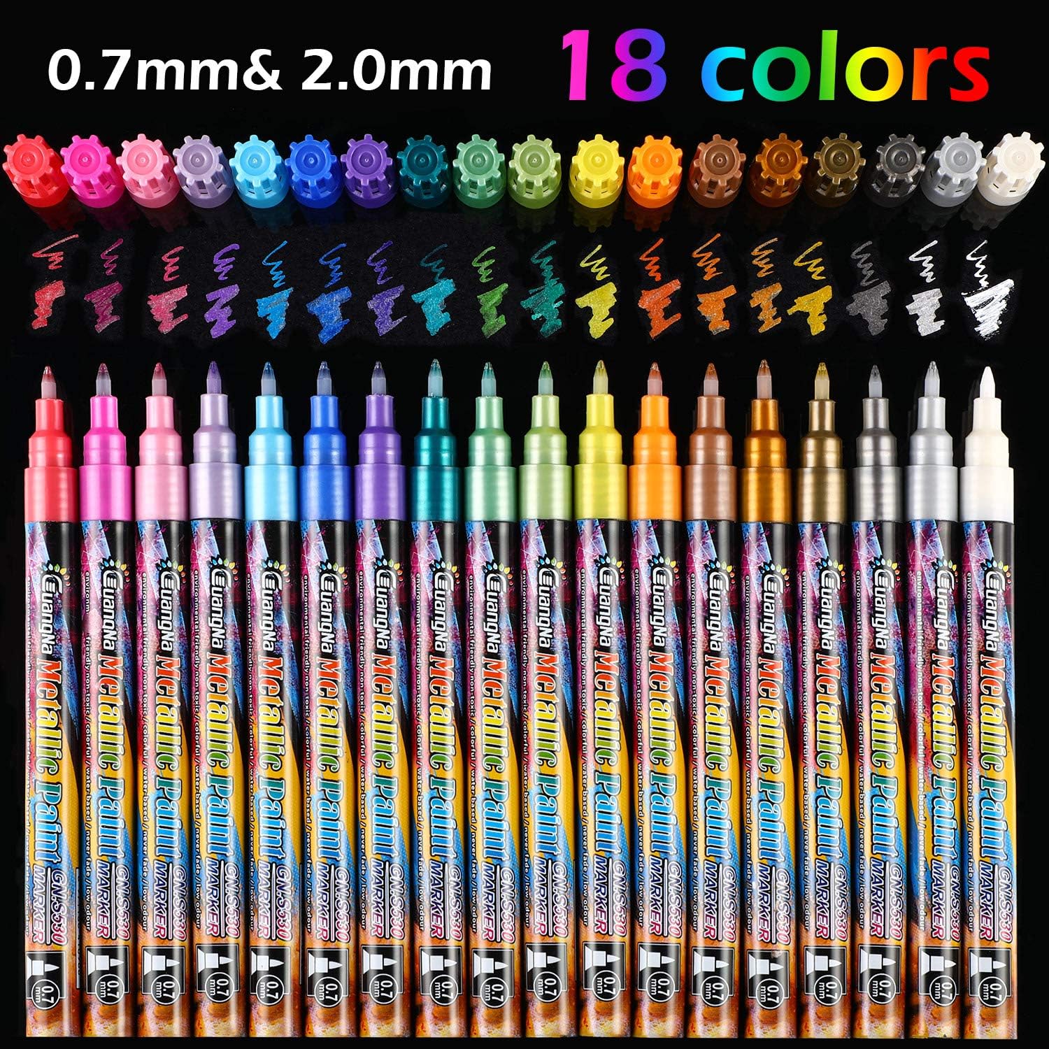 Guangna Shinning Metallic Marker Pens 18 Colors