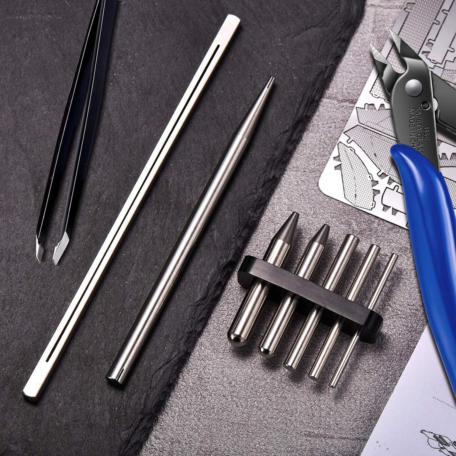 12 Metal Model Tool Kits Long Edge Bending Clipper Tweezers